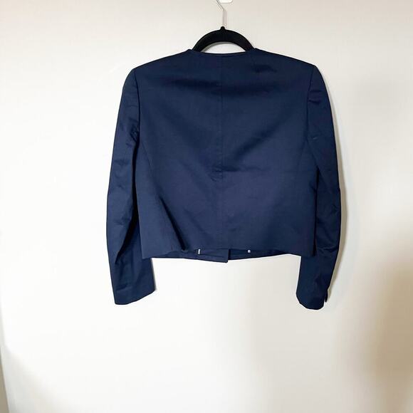 J.Crew Louisa cotton cropped navy blue blazer jacket women’s size 0 - Picture 4 of 10